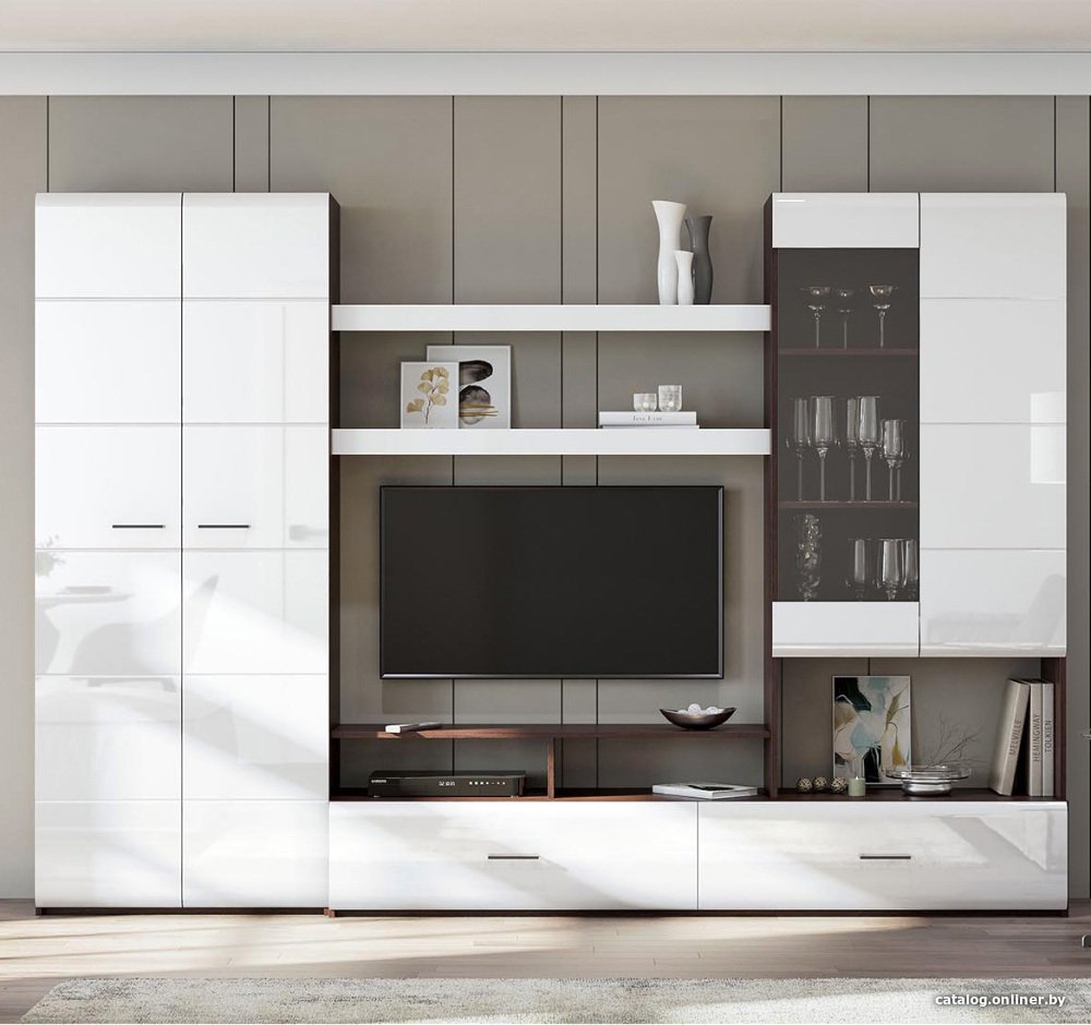 Стенка NN мебель МГС 7 исп 1 МДФ (дуб венге/белый глянец)