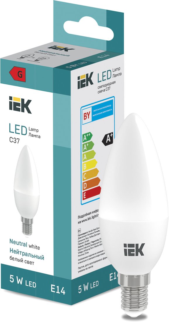 

Светодиодная лампочка IEK LED Candle C37 400lm 4000K E14