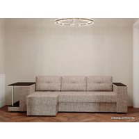 Угловой диван Настоящая мебель Ванкувер лайт со столом (угл., левый, боннель, рогожка, бежевый)