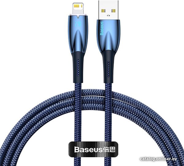 Кабель Baseus Glimmer Series Fast Charging Data Cable USB Type-A - Lightning 2.4A CADH000303 (2 м, синий)