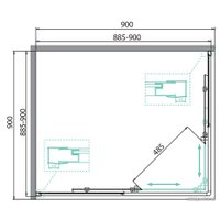 Душевой уголок AcquaSi AS-Space-A-2-90-P-Cr