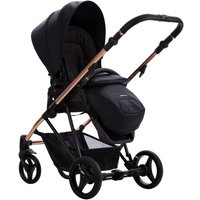 Универсальная коляска BEBETTO Yoddi Premium Class (3 в 1, 02 черная кожа/рама бронза)