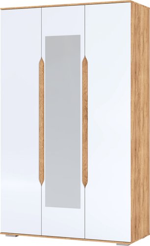 Шкаф распашной Столица Мебели Валирия 3х створчатый ШК 032 (белый глянец/дуб крафт золотой)