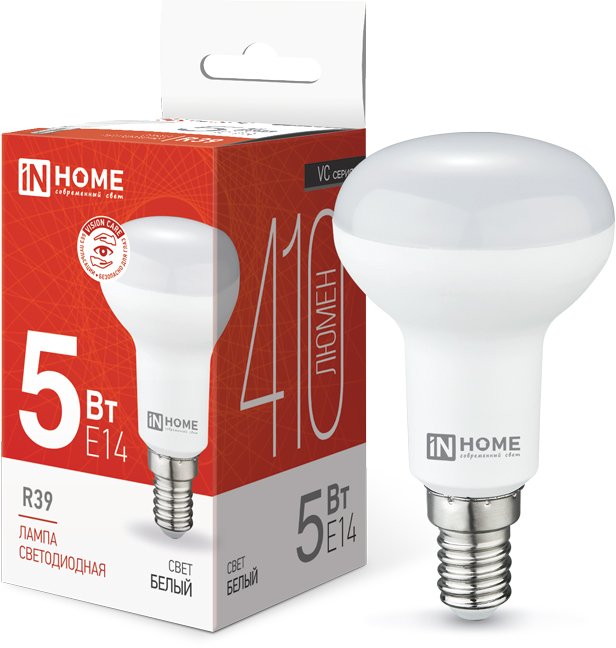 

Светодиодная лампочка In Home LED-R39-VC 5 Вт 230В Е14 4000К 410 Лм