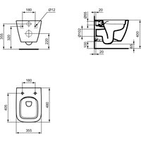 Унитаз подвесной Ideal Standard I.Life S 48 см с сиденьем T459201+T532801