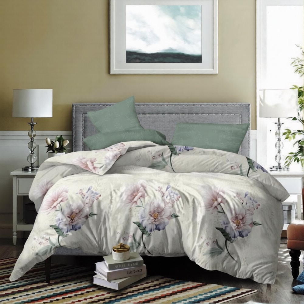 

1.5-спальный комплект постельного белья Luxsonia Шагане Поплин 1.5сп 70x70 Эф220 (на резинке)