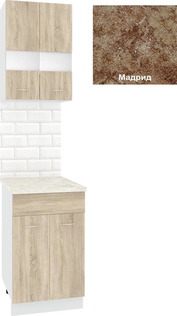 

Готовая кухня Кортекс-мебель Корнелия Экстра 50р1ш2д (дуб сонома/мадрид)