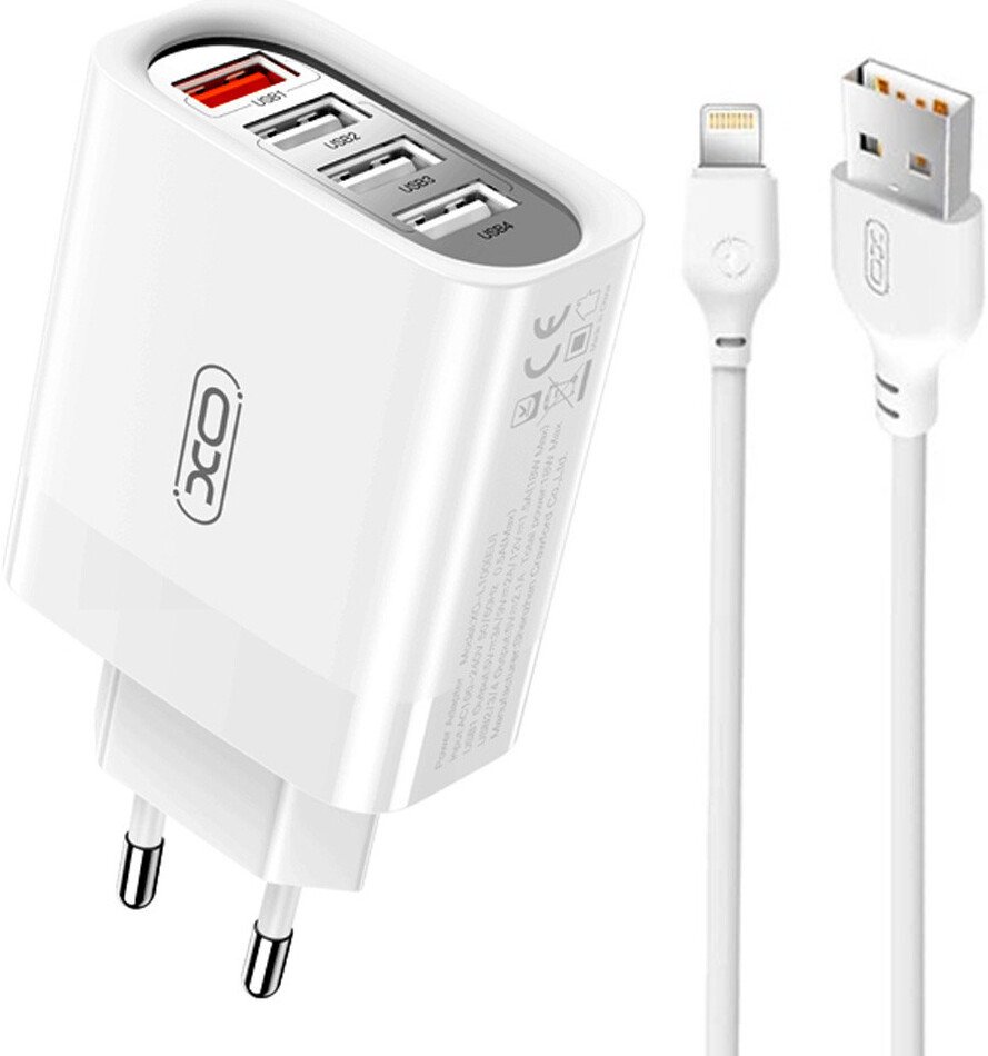 Сетевое зарядное XO Lightning L100 (белый)