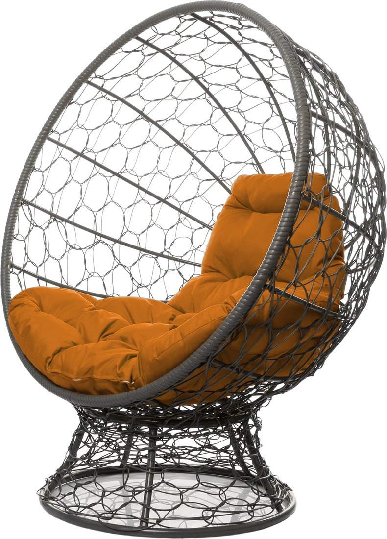 

Кресло M-Group Кокос на подставке 11590307 (серый ротанг/оранжевая подушка)