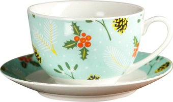 Чашка с блюдцем Magistro Новый Год. Шишки 6974519