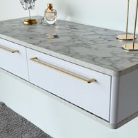 Туалетный столик без зеркала Shtabe Royal 5210 эко (мрамор каррара/р.золото)
