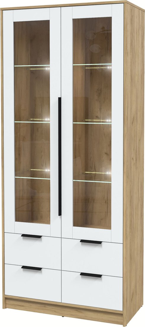 

Шкаф-витрина Интерлиния Концепт КТ-ШВ2 с подсветкой (белый платинум/дуб золотой)