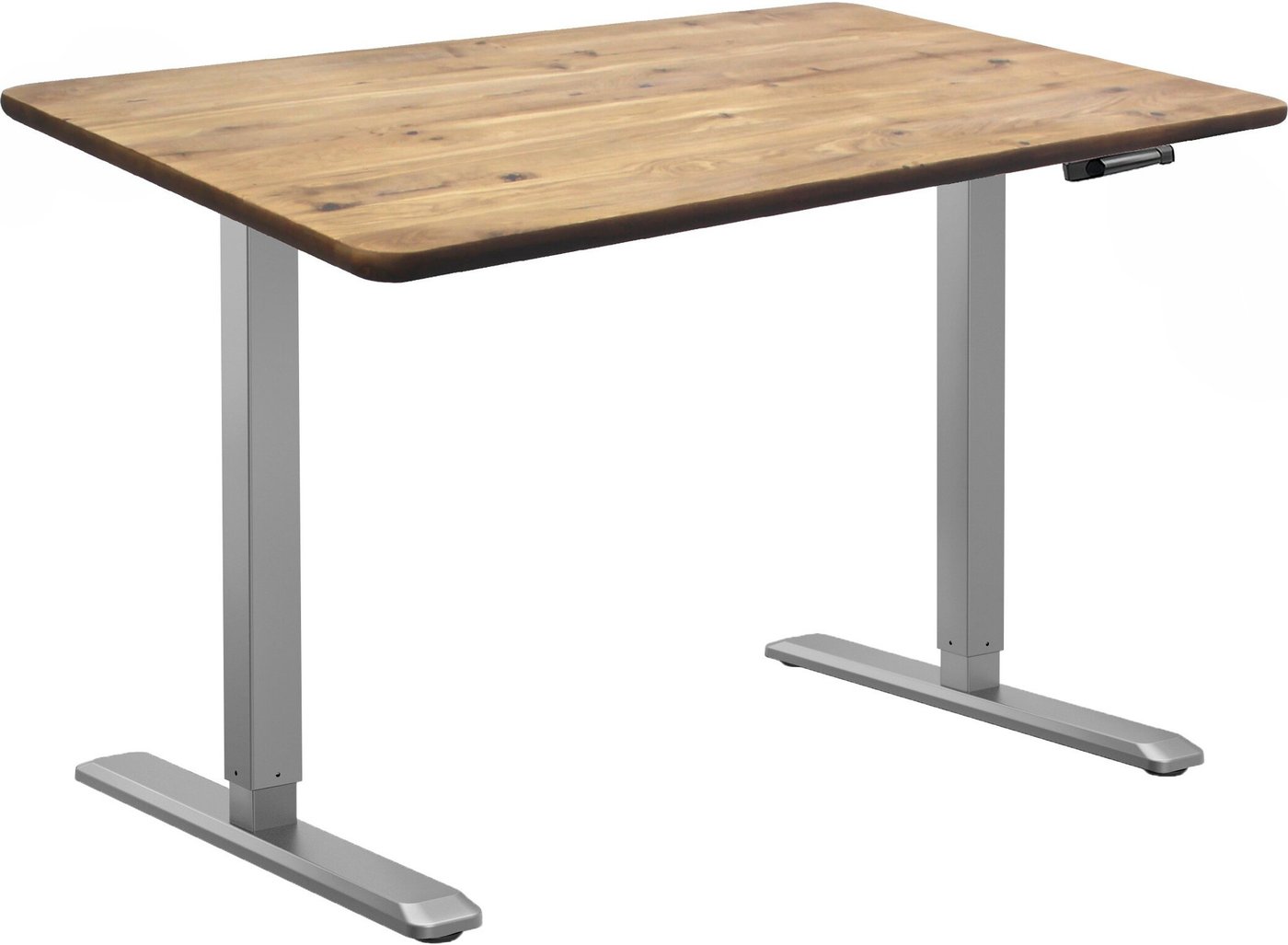 Стол с регулировкой высоты ErgoSmart Wooden Manual DESKFIT DF100 1300х750х27 мм (прямой край, дуб натуральный/серый)