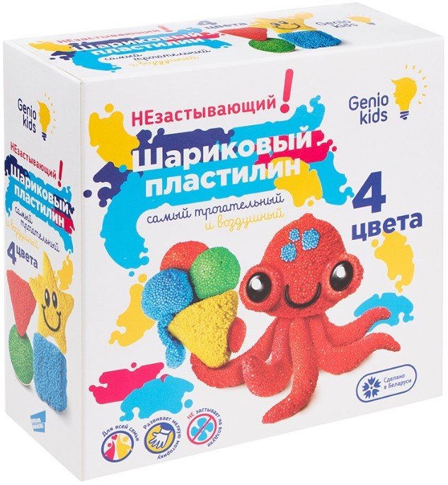 

Пластилин Genio Kids Шариковый Незастывающий TA1804 (4 цв)