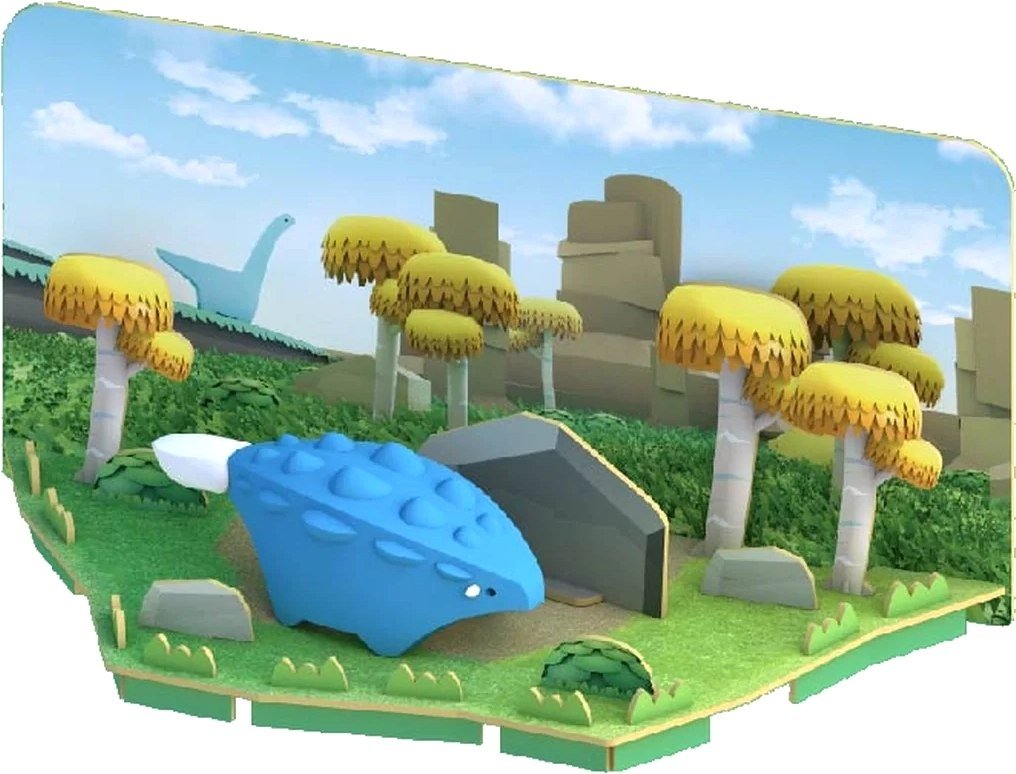 

Магнитный конструктор Halftoys Dino Анкило с диорамой HD004