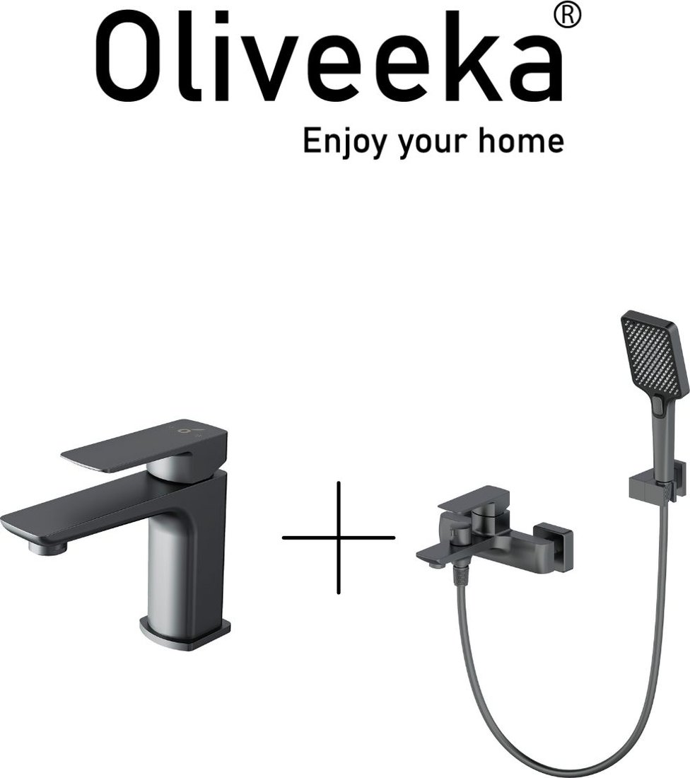 Комплект смесителей Oliveeka OL-639003A+139003-BGM (матовый оружейный металл)