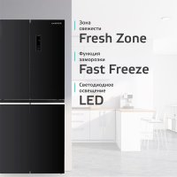 Четырёхдверный холодильник Harper RH6966BI (черный)