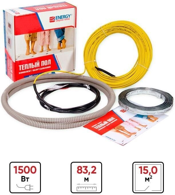 

Нагревательный кабель Energy ОО-УТ-00621 (1500 Вт, 15 м.кв.)