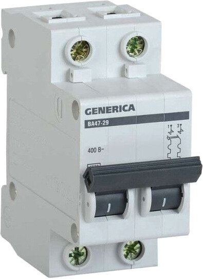 

Выключатель автоматический Generica ВА 47-29 2Р 32А 4.5кА MVA25-2-032-C