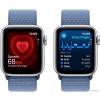 Умные часы Apple Watch SE 2 40 мм (алюминиевый корпус, серебристый/грозовой синий, нейлоновый ремешок)