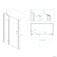 Душевая дверь RGW PA-07B 41080712-84L 120 (черный/прозрачное стекло)