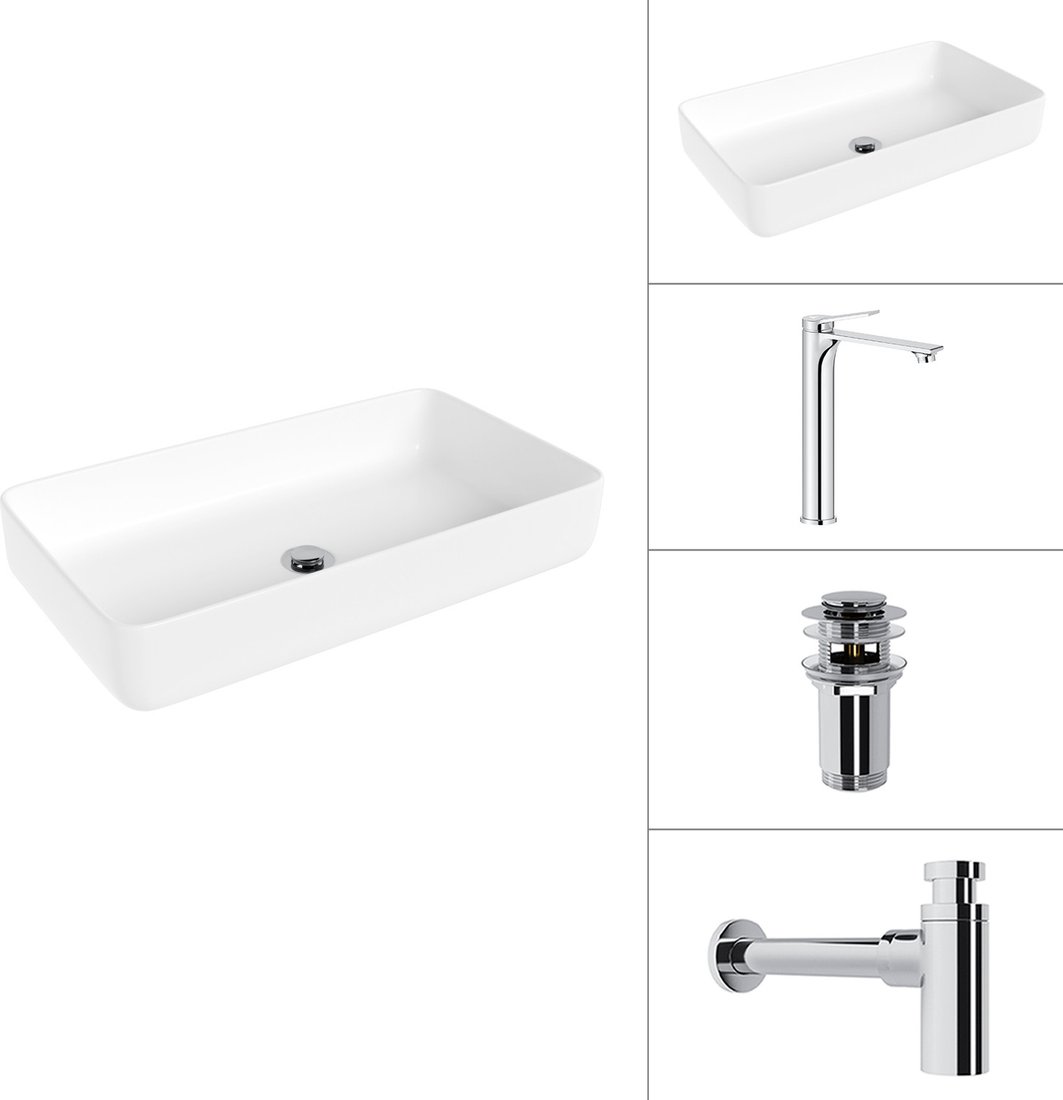 Умывальник Lauter 21487-60 + Rio 21AM12672 + сифон 21635CH + дон.клапан 21190CH (хром)