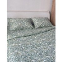 Постельное белье Swed House МТ 2сп (белый/зеленый узор)