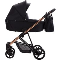 Универсальная коляска BEBETTO Yoddi Premium Class (3 в 1, 02 черная кожа/рама бронза)