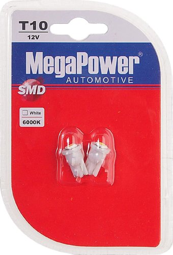 Светодиодная лампа MegaPower T10W 1 SMD 6000K 2шт