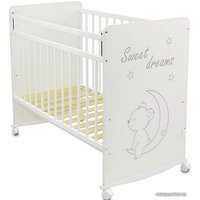 Классическая детская кроватка Tomix Viva DSK-2 (мишка на луне, белый)