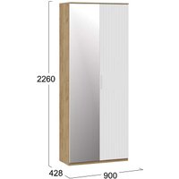 Шкаф распашной Трия Хилтон комбинированный с 2 дверьми исп.2.1 (дуб крафт золотой/белый матовый)