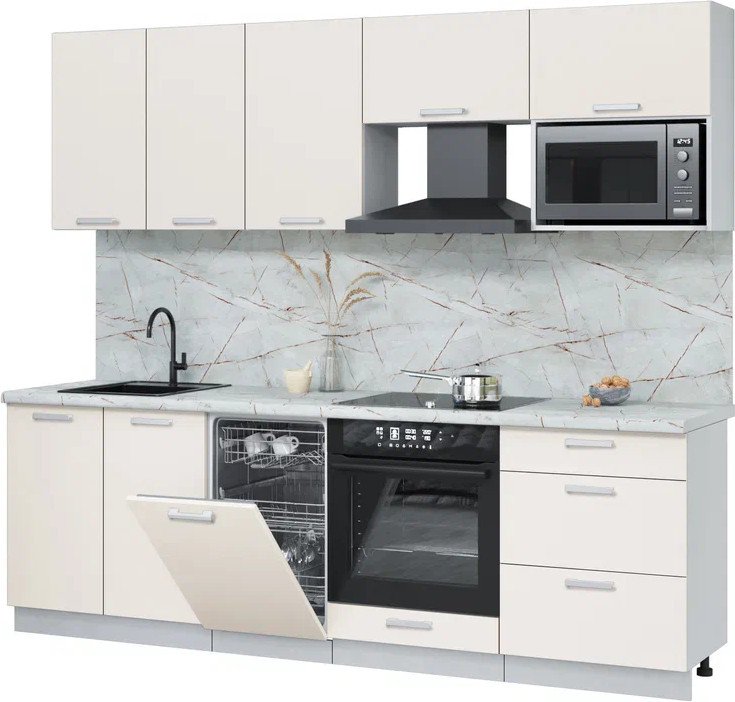 

Готовая кухня Интерлиния Мила Лайт 2.45-ПМ4 (персидский жемчуг/персидский жемчуг/серый каспий)