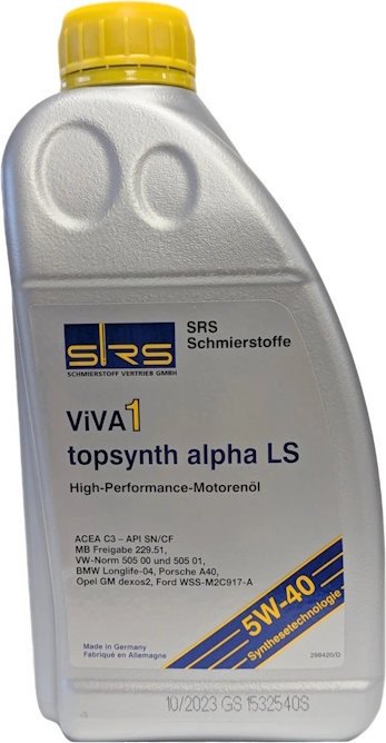 Моторное масло SRS Viva 1 topsynth alpha LS 5W-40 1л