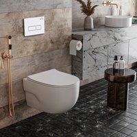 Унитаз подвесной Roxen Porto в комплекте с инсталляцией StounFix Dual Fresh 6 в 1 576390 (кнопка: белый глянец)