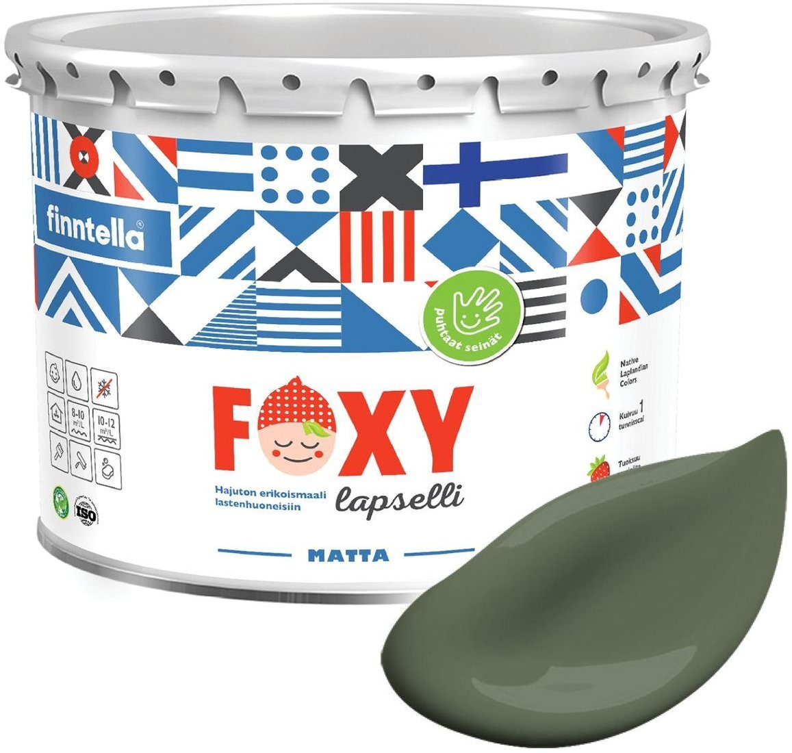 

Краска Finntella Foxy Lapselli Matte Puutarha F-50-1-3-FL269 2.7 л (зеленый)