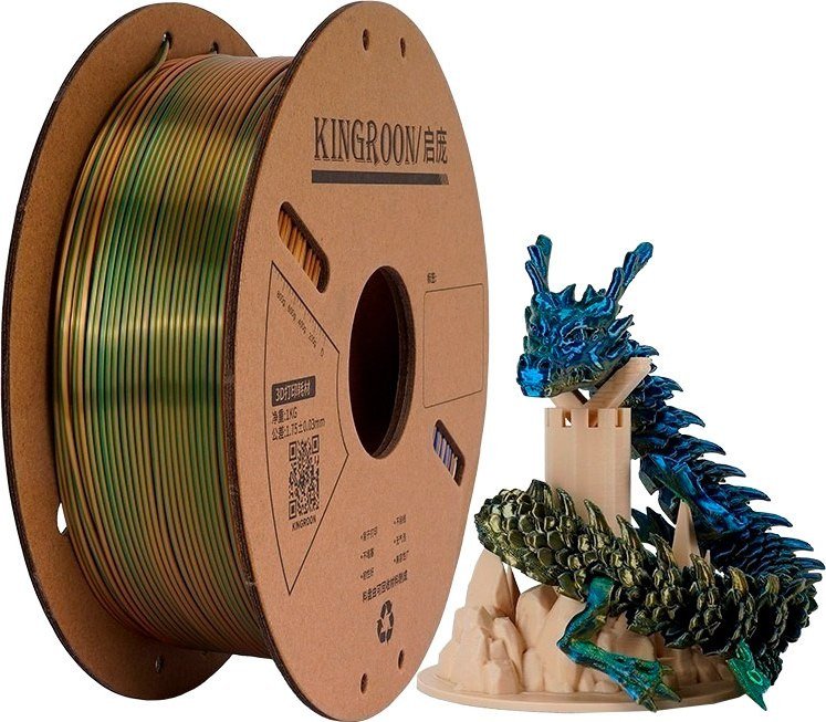 Филамент Kingroon PLA Tri Color Silk 1.75мм NSC032 (1кг, Golden/Green/Blue)