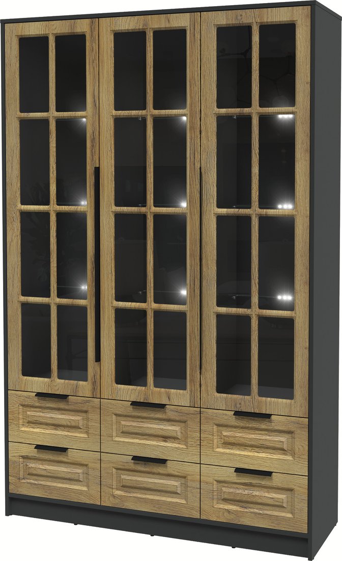 

Шкаф-витрина Интерлиния Концепт КТ-ШВ3 с подсветкой Деко (антрацит/дуб вотан)