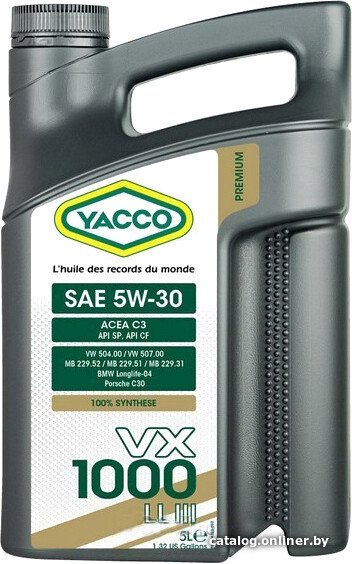 Моторное масло Yacco VX 1000 LE 5W-30 5л