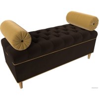 Банкетка Лига диванов Глория 113677 (микровельвет коричневый/желтый/желтый)