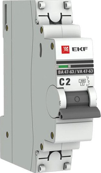 

Выключатель автоматический EKF ВА 47-63 1P 2А (C) 4.5kA PROxima mcb4763-1-02C-pro