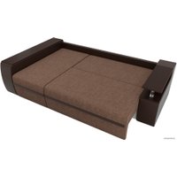 Угловой диван Лига диванов Майами 103034 (левый, рогожка/экокожа/флок, коричневый/цветы)