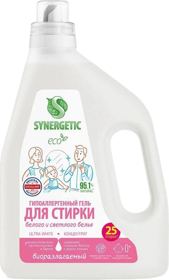 

Гель для стирки Synergetic Ultra White отбеливающий 1.5 л