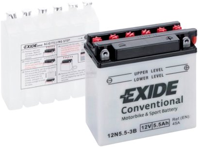 

Мотоциклетный аккумулятор Exide Conventional 12N5.5-3B (5.5 А/ч)