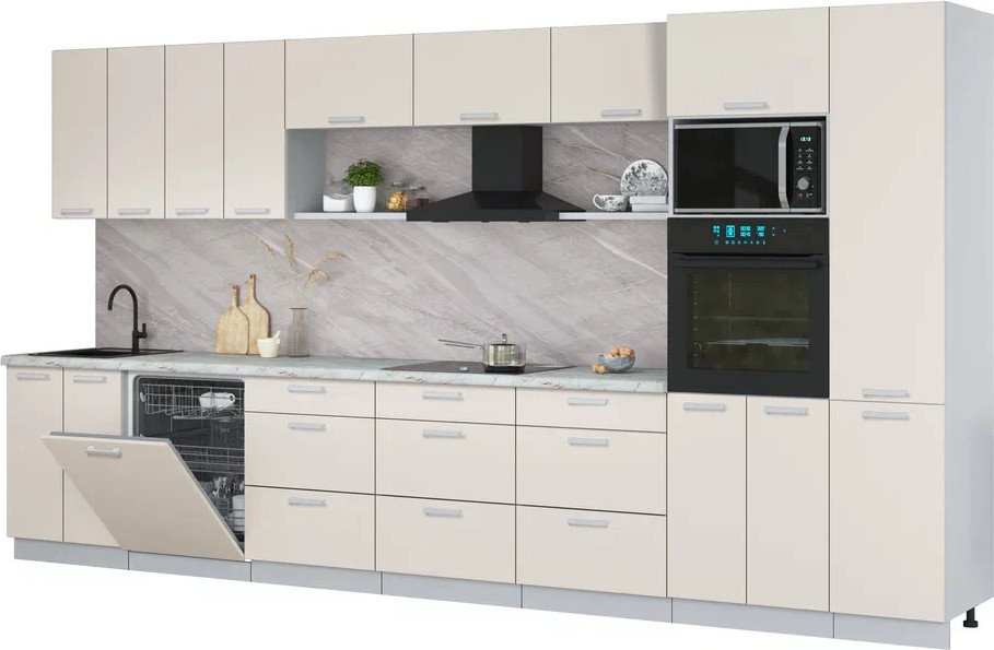 

Готовая кухня Интерлиния Мила Лайт 4.0-ПМ1 (персидский жемчуг/персидский жемчуг/серый каспий)