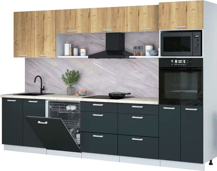 

Готовая кухня Интерлиния Мила Лайт 3.2-ПМ1 (дуб золотой/антрацит/опал светлый)