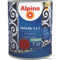 Эмаль Alpina По ржавчине 3 в 1 RAL3011 0.75 л (шелковисто-матовый красно-коричневый)
