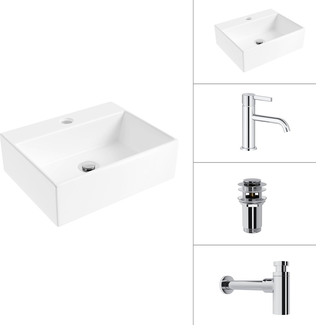 Умывальник Lauter 21344 + Velvet 21СК696С + сифон 21635CH + донный клапан 21190CH (хром)