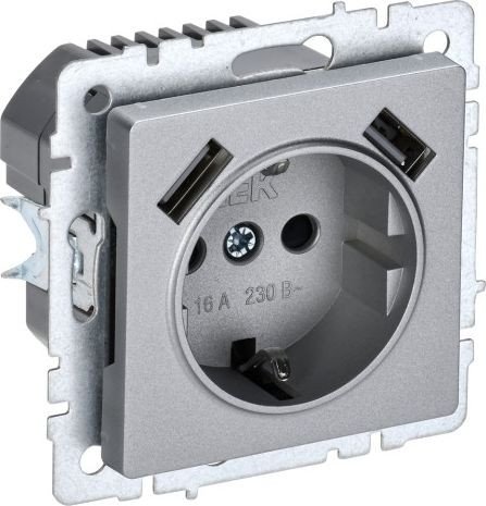 Розетка IEK Brite BR-R14-16-U21-D21-K47