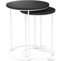 Журнальный столик Sheffilton SHT-CT7 (камень пьетра черный/белый муар)