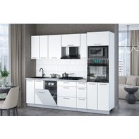 Готовая кухня Интерлиния Мила Gloss 2.55-ПМ3 (белый/белый/серый каспий) в Бресте